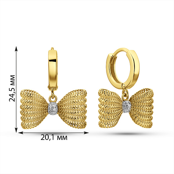 Золотые серьги Бантики Francelli с бриллиантами (арт. С111358010ж) – изображение 6
