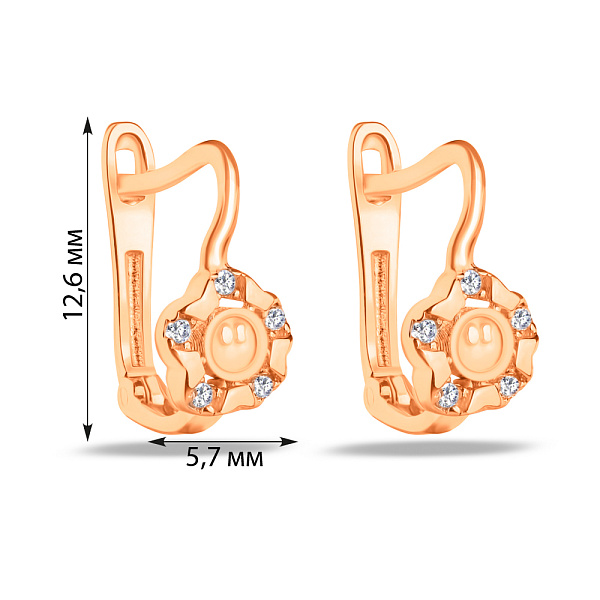 Дитячі золоті сережки з фіанітами (арт. 107085) – зображення 2