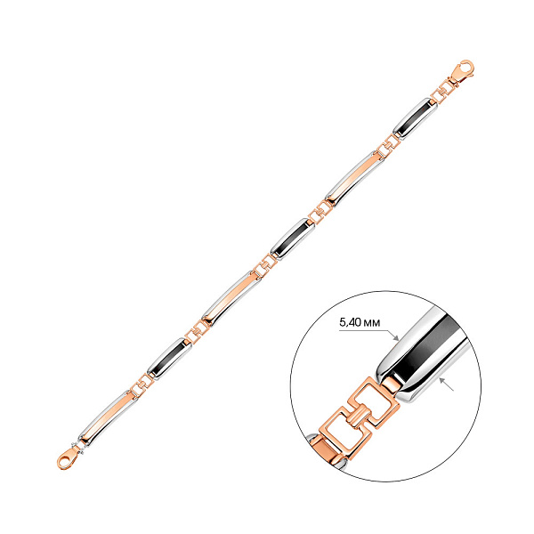 Чоловічий браслет з червоного і білого золота з оніксом (арт. 325621кбо) – зображення 4