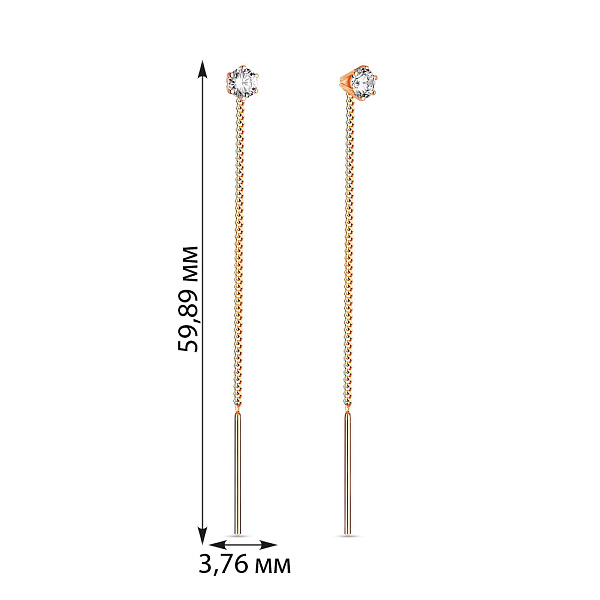 Серьги цепочки золотые (арт. 110821) – изображение 2
