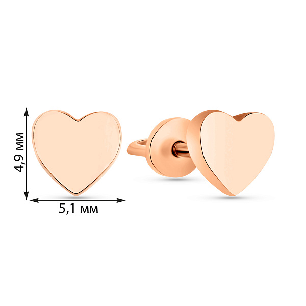 Золотые серьги-пусеты Сердце (арт. 2002748101) – изображение 5
