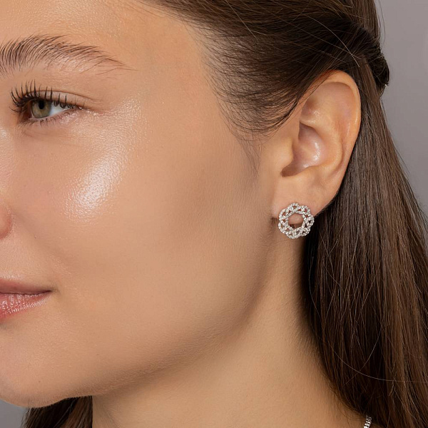 Золотые серьги с бриллиантами (арт. 2190380202) – изображение 2