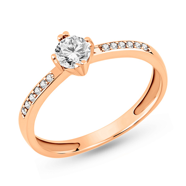 Кольцо из красного золота с фианитами (арт. 1107246101) – изображение 1