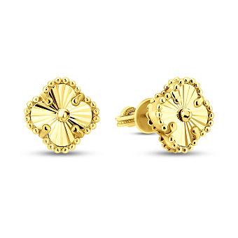 Золотые серьги Клевер без камней (арт. 1091721/9жа)