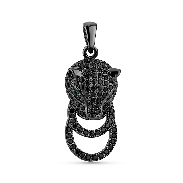 Серебряный кулон с черными фианитами (арт. 7503/4481ччаз) – изображение 1