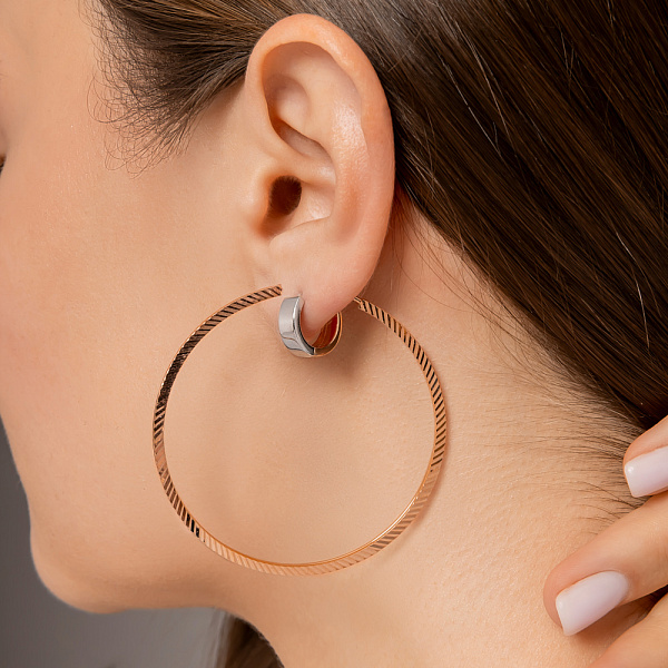 Золотые серьги-кольца с алмазной гранью (арт. 122102/50) – изображение 3