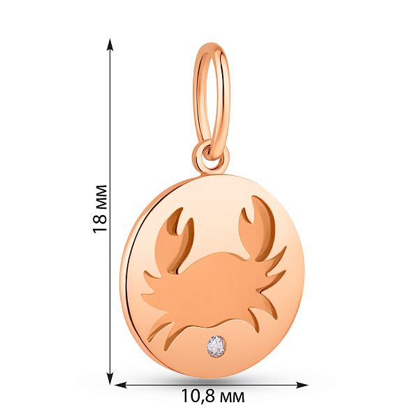 Золотий підвіс Рак (арт. 424739рк) – зображення 6