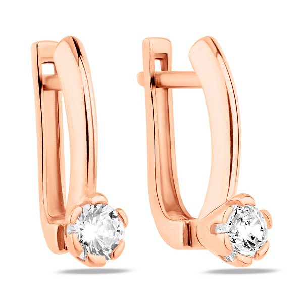 Детские золотые серьги с фианитом (арт. 109866) – изображение 1