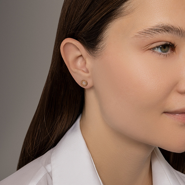 Сережки-пусети з золота з фіанітами (арт. 104790) – зображення 3