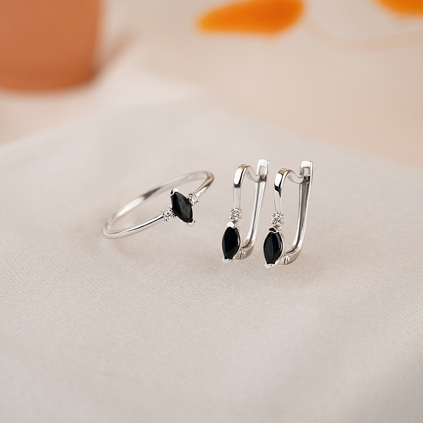 Серьги из белого золота с сапфирами и бриллиантами (арт. С011357бс) – изображение 3