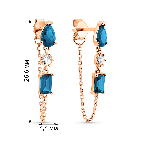 Золоті сережки з топазом і фіанітами (арт. 110140Пл) – зображення 4