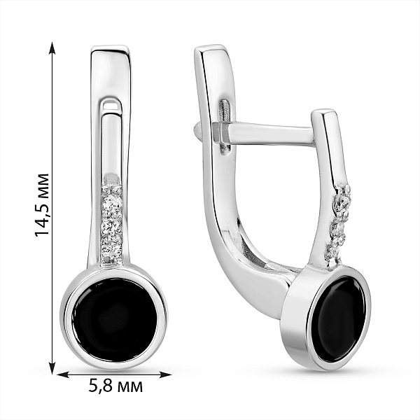 Серебряные серьги с ониксом (арт. 7502/675осп) – изображение 2