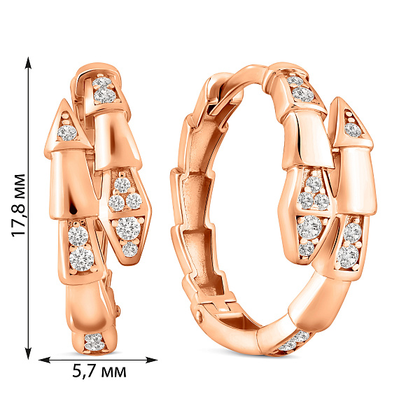 Серьги из красного золота с фианитами (арт. 111404) – изображение 2