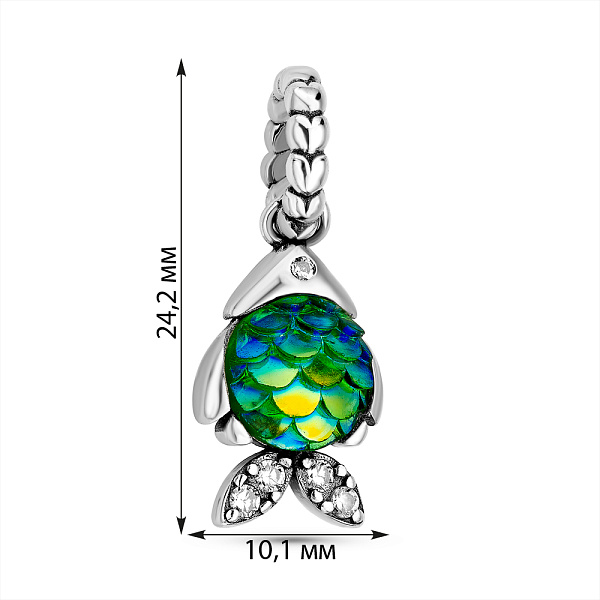 Серебряный шарм Рыбка с альпинитами (арт. 7903/4374ацв) – изображение 2