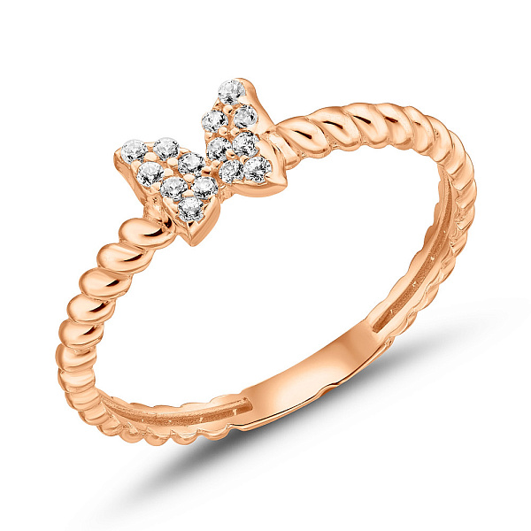 Золотое кольцо Бабочка с фианитами (арт. 156139) – изображение 1