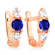 Детские золотые серьги с синим фианитом (арт. 110316с)