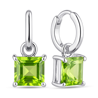 Серебряные серьги с крупным хризолитом (арт. 7502/2193821Хрз)