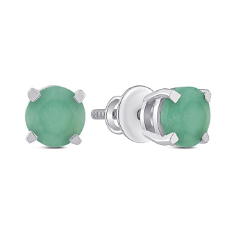 Серебряные серьги-пусеты с изумрудом (арт. 7518/2194361Изм)