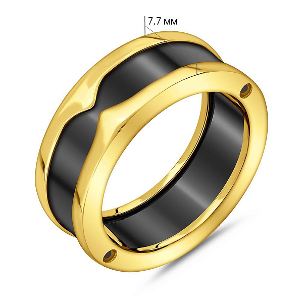 Кольцо из желтого золота и черной керамики (арт. 1401118жч) – изображение 2