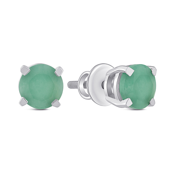 Серебряные серьги-пусеты с изумрудом (арт. 7518/2194361Изм) – изображение 1
