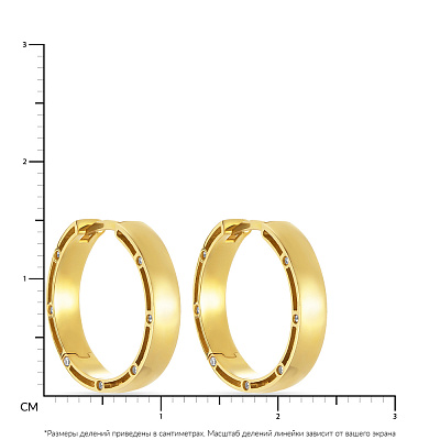 Золотые серьги-кольца в желтом цвете металла с фианитами (арт. 107296/15ж)