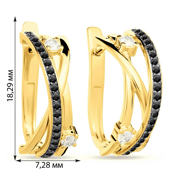 Золотые серьги Синергия с фианитами (арт. 110179жч) – изображение 2