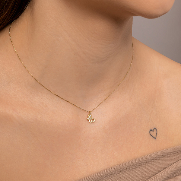 Золотое колье «Бабочка» с фианитами (арт. 350573ж) – изображение 2