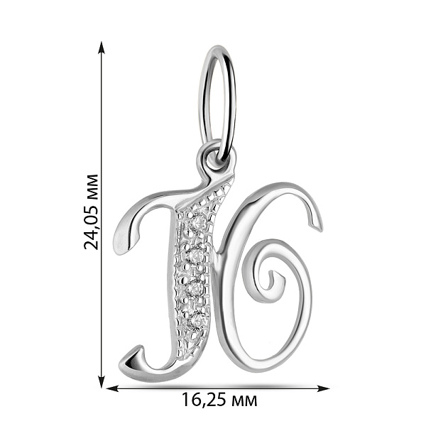 Золотий кулон Літера Ю з фіанітами (арт. 440295б) – зображення 2