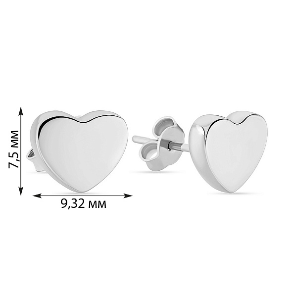 Пусеты «Сердечки» из белого золота (арт. 103699б) – изображение 2