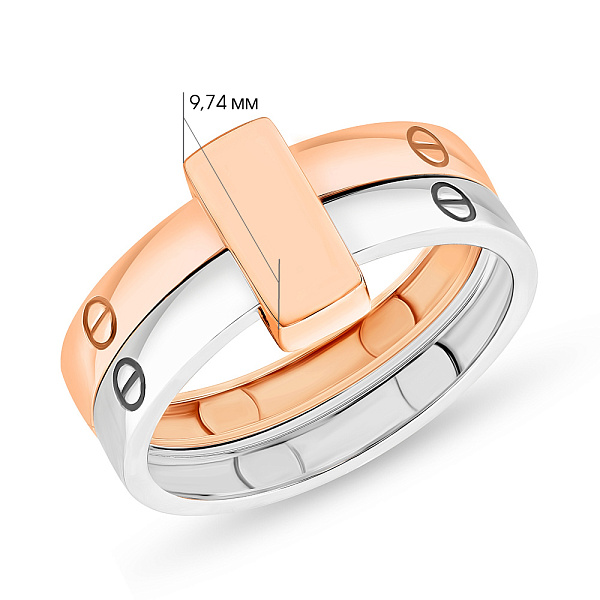 Двойное кольцо из комбинированного золота (арт. 155175кб) – изображение 4