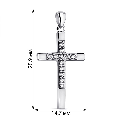 Кулон зі срібла Хрестик з фіанітами  (арт. 7503/4037)