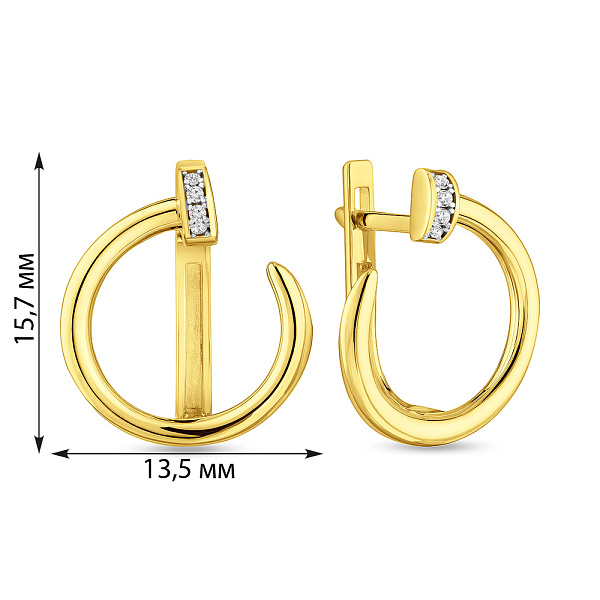 Серьги из желтого золота "Гвоздь" (арт. 111175ж) – изображение 2