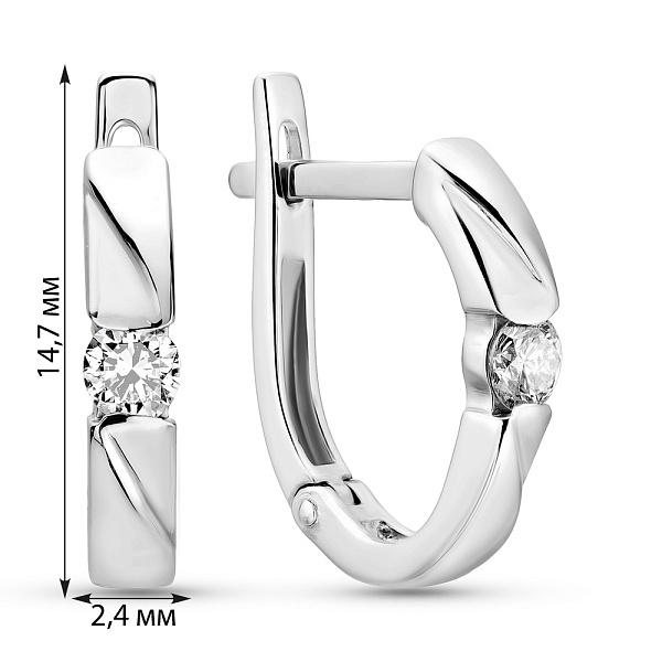 Сережки з білого золота з діамантами (арт. С011074020б) – зображення 3