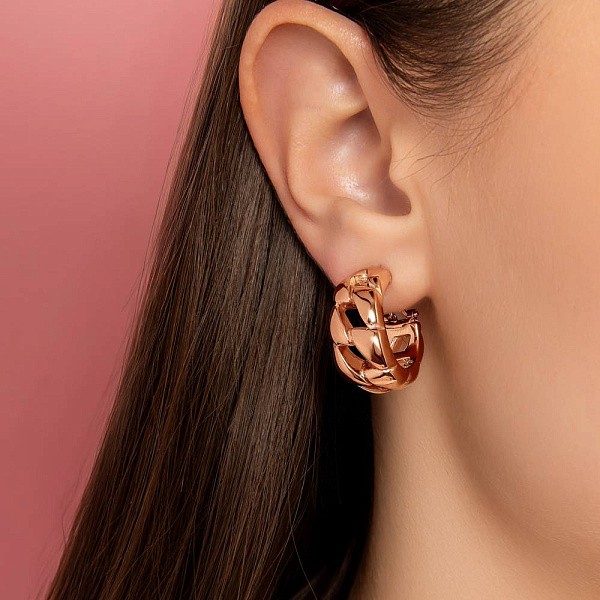 Сережки з червононого золота без каміння (арт. 1091740) – зображення 2