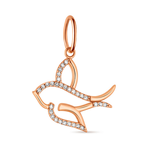 Золотой подвес "Ласточка" с фианитами (арт. 424536) – изображение 1