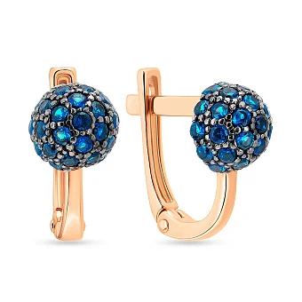 Золоті дитячі сережки з блакитними фіанітами (арт. 110264г)