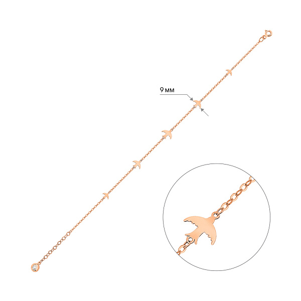 Золотой браслет Ласточки (арт. 326857) – изображение 2