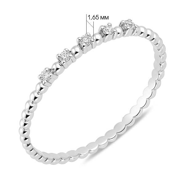 Тонка каблучка з білого золота з діамантами (арт. К011341005б) – зображення 3