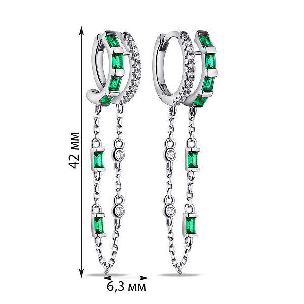 Серебряные серьги с альпинитами и фианитами (арт. 7502/9619/15аз) – изображение 2