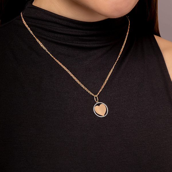 Подвес из золота круглой формы с сердцем и родированием (арт. 424550р) – изображение 2