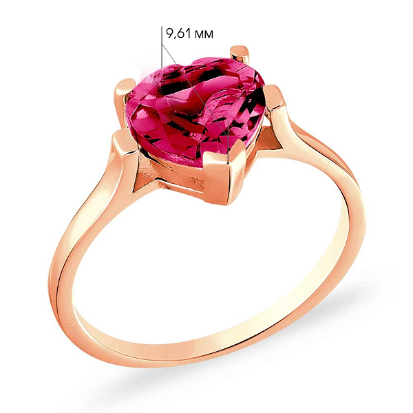 Каблучка з червоного золота з кварцом (арт. 140592ПрГ) – зображення 2