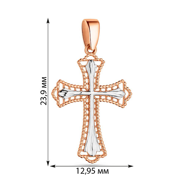 Хрестик з червоного і білого золота (арт. 440781/20кб) – зображення 3