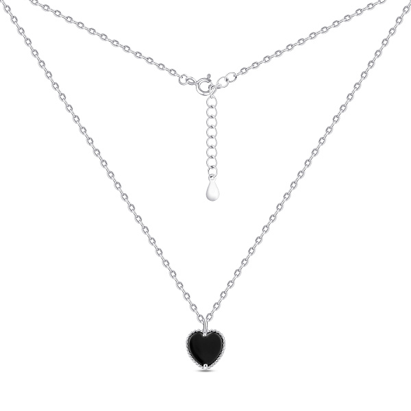 Серебряное колье Сердце с ониксом (арт. 7507/2402о) – изображение 2