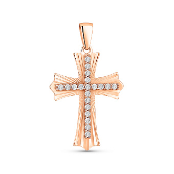 Фото Хрестик з червоного золота з фіанітами (арт. 443852)