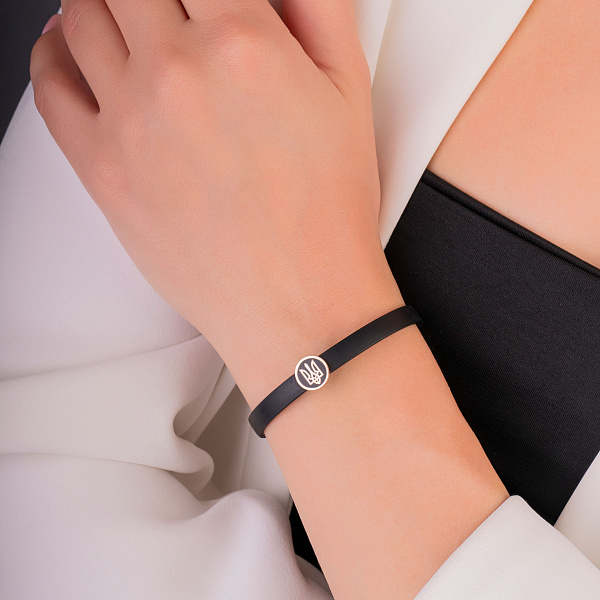 Браслет з каучуку Герб України-Тризуб з золотими вставками (арт. 340070ч) – зображення 2