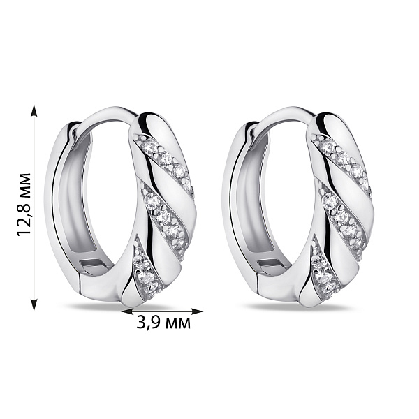 Серебряные серьги-кольца с фианитами (арт. 7502/9086/15) – изображение 2