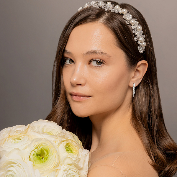 Сережки-пусети з білого золота з діамантами (арт. Т011567060б) – зображення 4