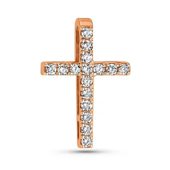 Хрестик з червоного золота з діамантами  (арт. 3109637201)