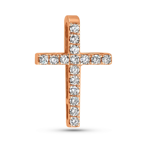 Хрестик з червоного золота з діамантами  (арт. 3109637201) – зображення 1