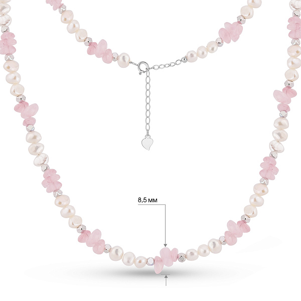 Срібне кольє з перлинами і з кварцом (арт. 7507/2184898жбПкр) – зображення 2